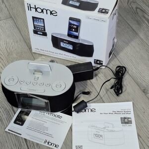 iHome Portable Clock Radio Charging Dock - Black and Silver